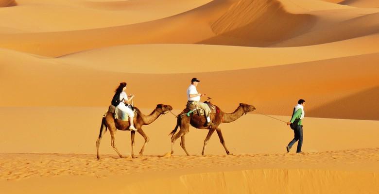 Camel riding in Erg Chebbi dunes